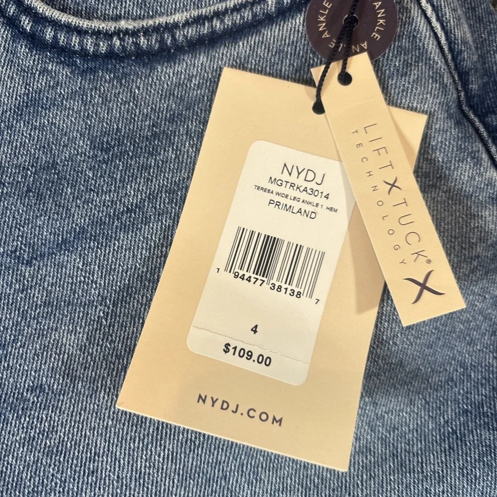 NYDJ Womens Size 4 Blue Jeans Denim Ankle High Pockets Primland NEW